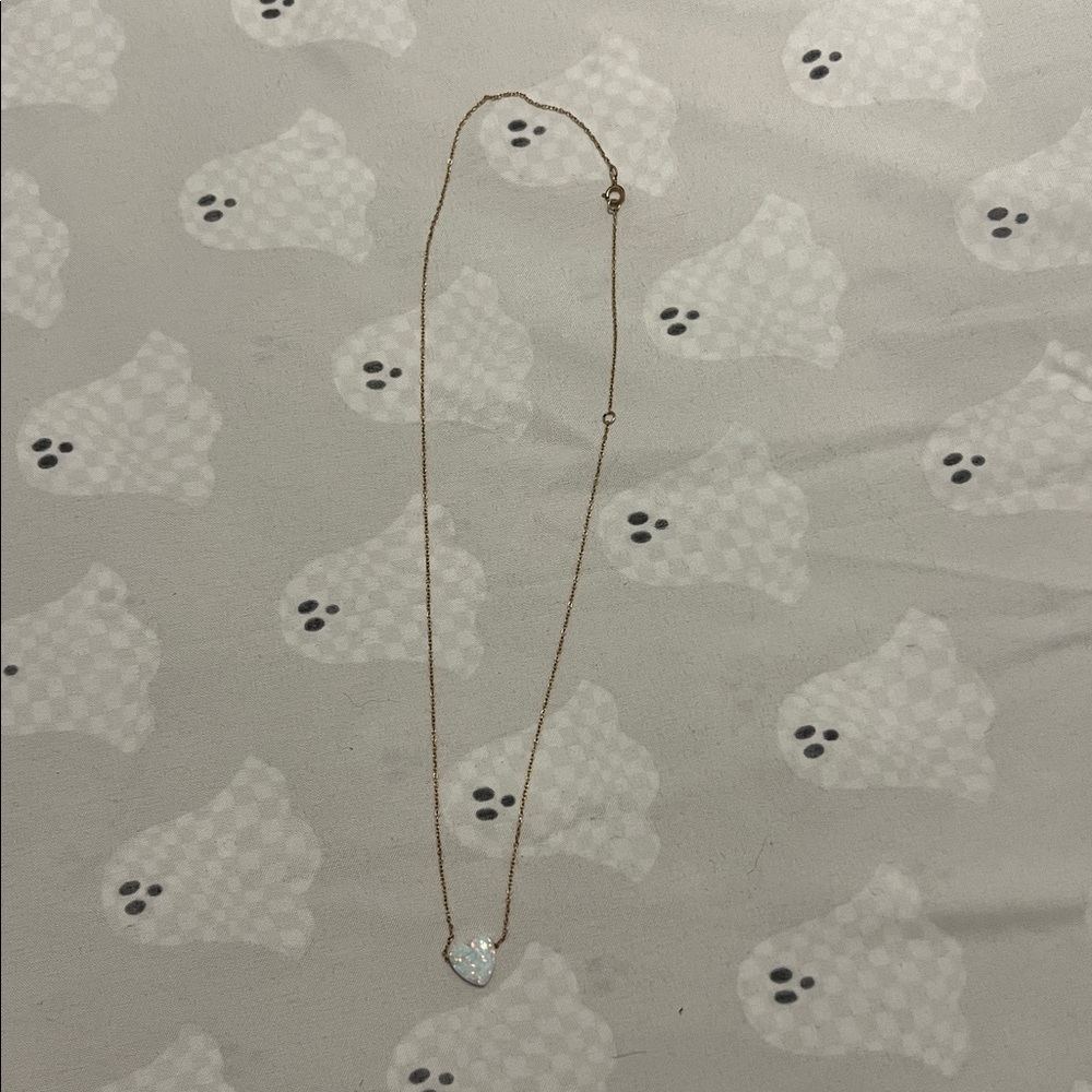 Gold Necklace with Opal Heart Pendant